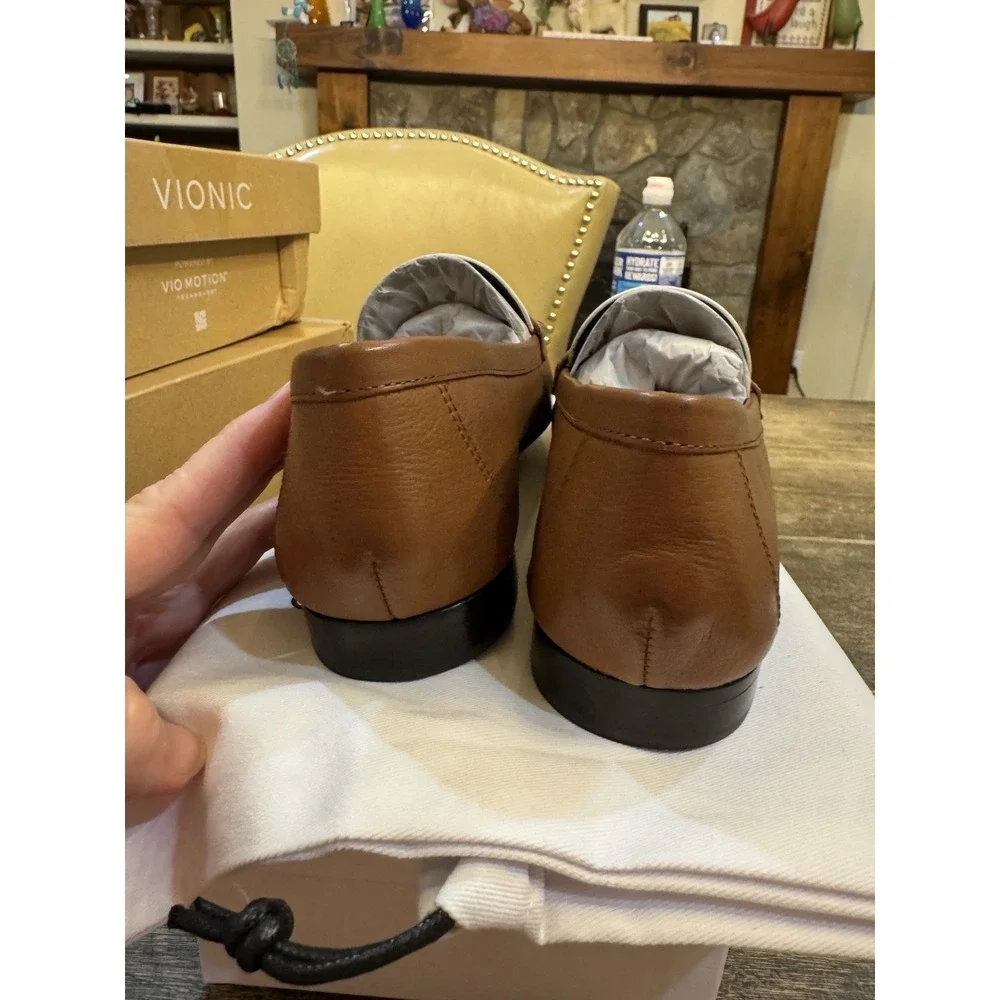 Veronica Beard Penny-2 leather loafers in a two-tone caramel and lily Size 8 - Picture 4 of 11